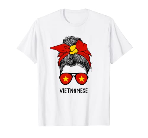 Vietnamese Girl Vietnamese Heritage Vietnam Flag T-Shirt von Messy Bun Matching Novelty Outfits ...
