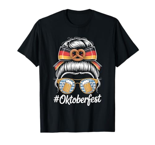 Oktoberfest Messy Bun Deutsche Flagge Bayerisches Fest Damen T-Shirt Oktoberfest Messy Bun Deutsche Flagge Bayerisches Fest Damen T-Shirt von Messy Bun Oktoberfest Costumes Women Men