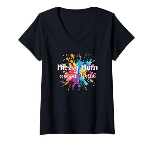 Damen Beste Mama T-Shirt mit V-Ausschnitt Damen Beste Mama T-Shirt mit V-Ausschnitt von Messy Mum colorful World