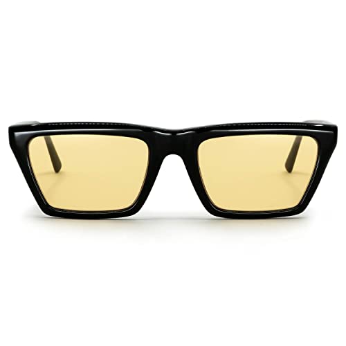 MessyWeekend Sonnenbrille für Damen & Herren mit Rechteckigem, Handgefertigten Acetat-Rahmen - Gläser mit vollem UV400 Schutz - Designer-Sonnebrillen für Männer & Frauen - COREY von MessyWeekend