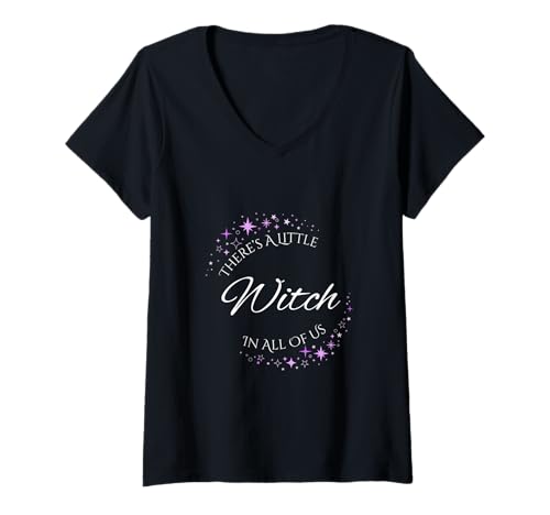 Damen In Uns Allen steckt eine kleine Hexe Hexenzauber T-Shirt mit V-Ausschnitt Damen In Uns Allen steckt eine kleine Hexe Hexenzauber T-Shirt mit V-Ausschnitt von Mestiza Rebel Art