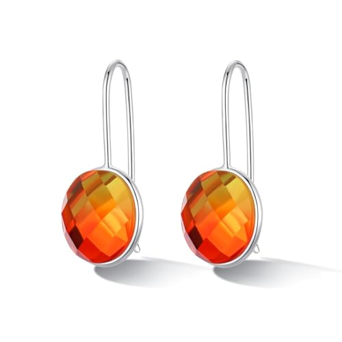 MetJakt 925 Silber Hängeohrringe für Damen mit Echtem Naturstein und Kristallen Bunt Glitzer Farbwechselnde Edelstein Ohrringe Damenschmuck (Sphalerit) von MetJakt