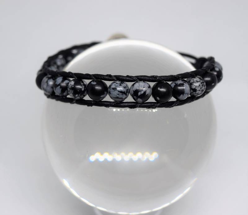 Schneeflocke Jaspis Single Wrap Armband von MetaMod