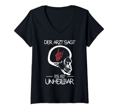 Damen Festival Heavy Metal Band Musik E-Gitarre Rock T-Shirt mit V-Ausschnitt von Metal Fans Festival Outift