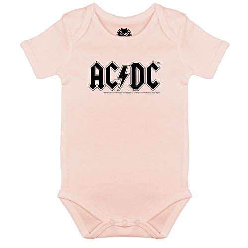 Metal Kids AC/DC (Logo) - Baby Body, Hellrosa, Größe 68/74 (6-12 Monate), offizielles Band-Merch von Metal Kids