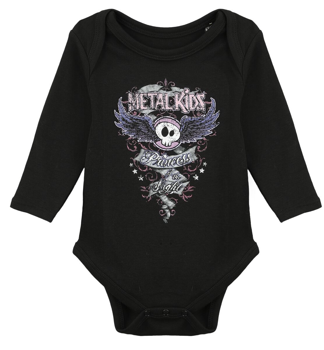 Metal Kids Body für Babys - Princess of the Night Langarmbody - für Mädchen - schwarz/multicolor von Metal Kids