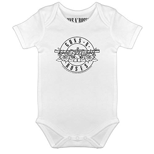 Metal Kids Guns 'n Roses (Bullet - Outline) - Baby Body, weiß, Größe 80/86 (12-24 Monate), offizielles Band-Merch von Metal Kids