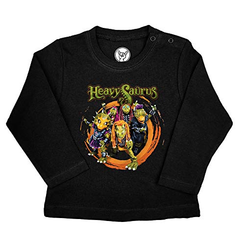 Metal Kids Heavysaurus (Rock 'n Rarr) - Baby Longsleeve, schwarz, Größe 68/74 (6-12 Monate), offizielles Band-Merch von Metal Kids