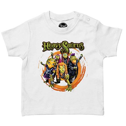 Metal Kids Heavysaurus (Rock 'n Rarr) - Baby T-Shirt, weiß, Größe 80/86 (12-24 Monate), offizielles Band-Merch von Metal Kids