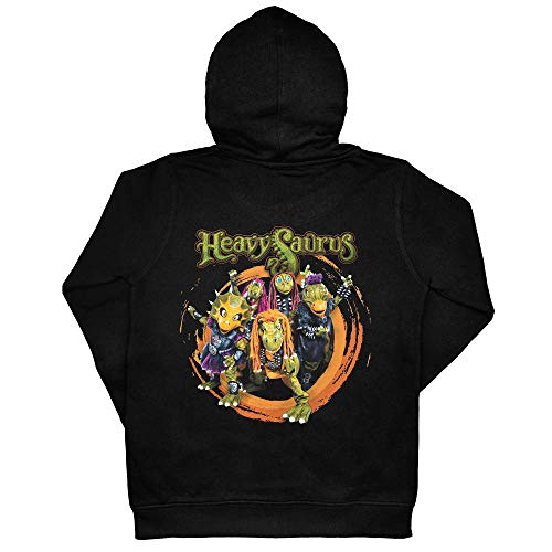Metal Kids Heavysaurus (Rock 'n Rarr) - Kinder Kapuzenjacke, schwarz, Größe 104 (4-5 Jahre), offizielles Band-Merch von Metal Kids