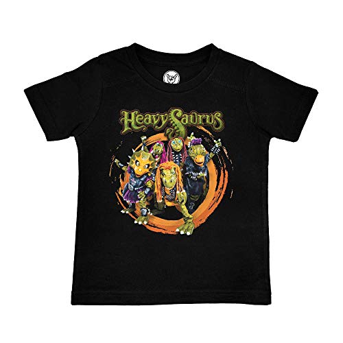 Metal Kids Heavysaurus (Rock 'n Rarr) - Kinder T-Shirt, schwarz, Größe 116 (6-7 Jahre), offizielles Band-Merch von Metal Kids