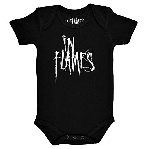 Metal Kids In Flames (Logo) - Baby Body, schwarz, Größe 68/74 (6-12 Monate), offizielles Band-Merch von Metal Kids