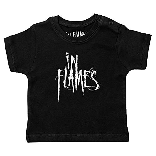 Metal Kids In Flames (Logo) - Baby T-Shirt, schwarz, Größe 56/62 (0-6 Monate), offizielles Band-Merch von Metal Kids
