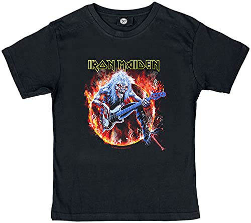 Metal Kids Iron Maiden (Fear Live Flame) - Kinder T-Shirt, schwarz, Größe 116 (6-7 Jahre), offizielles Band-Merch von Metal Kids