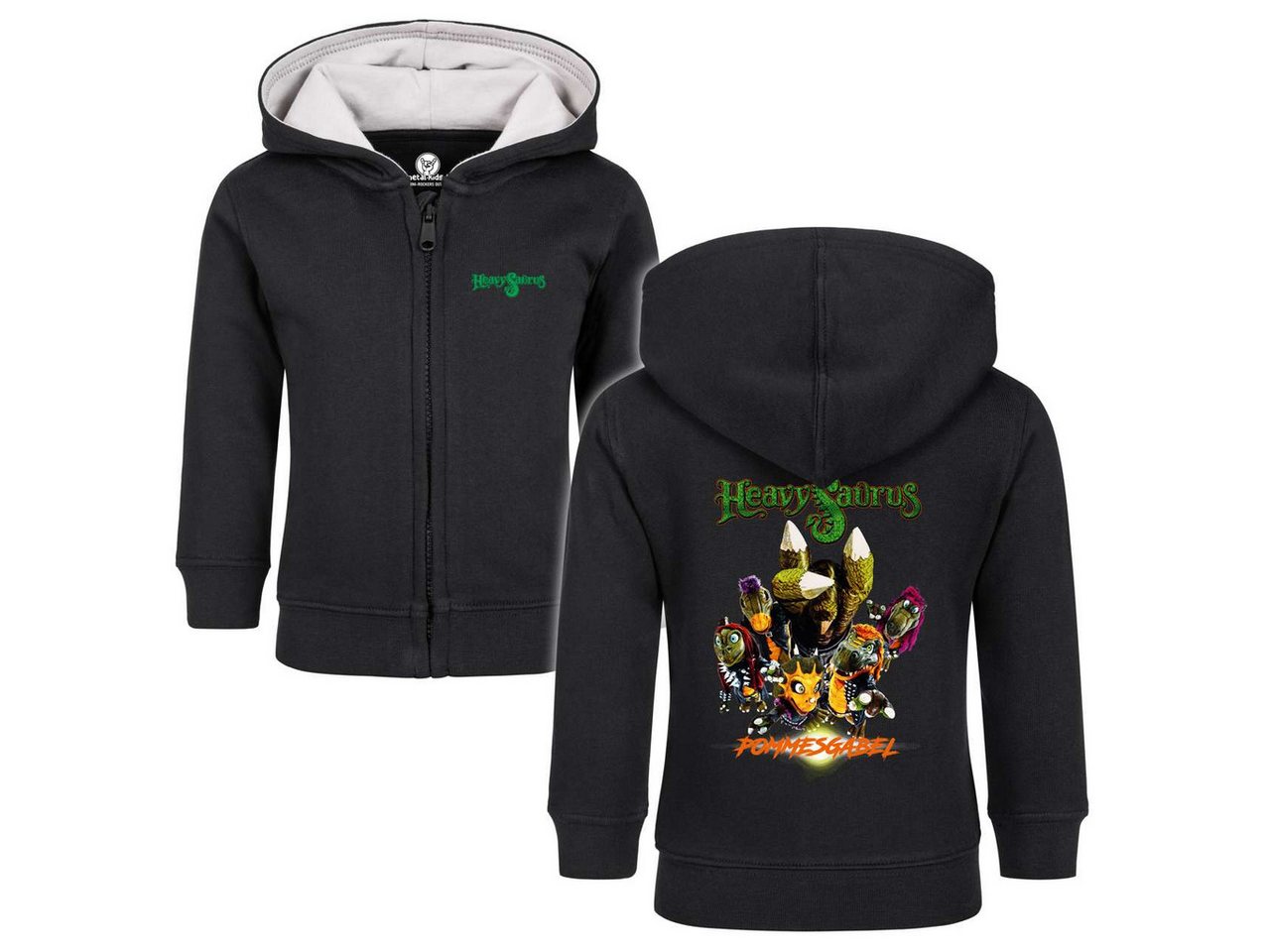 Metal Kids Kapuzensweatjacke mit Heavysaurus (Pommesgabel) Aufdruck für Babys (0–24 M) von Metal Kids