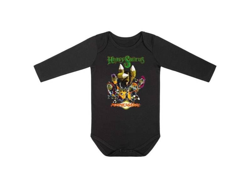 Metal Kids Langarmbody mit Heavysaurus (Pommesgabel) Aufdruck für Babys (0–24 M) von Metal Kids