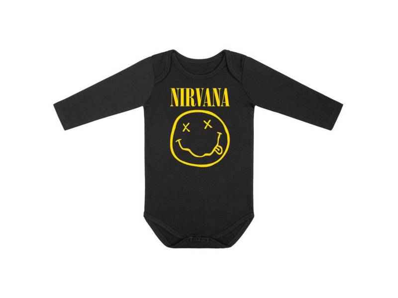 Metal Kids Langarmbody mit Nirvana (Smiley) Aufdruck für Babys (0–24 M) von Metal Kids