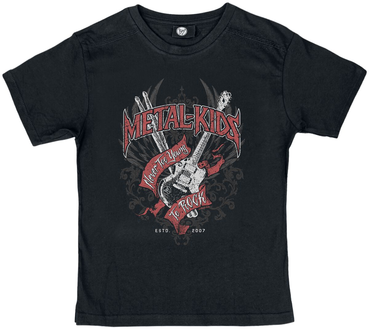 Metal Kids Never Too Young To Rock T-Shirt schwarz in 152 von Metal Kids