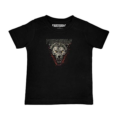 Metal Kids Powerwolf (Icon Wolf) - Kinder T-Shirt, schwarz, Größe 128 (8-9 Jahre), offizielles Band-Merch von Metal Kids