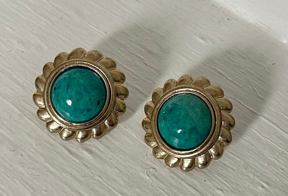 Vintage Silber Und Türkis Sonne Ohrringe von MetalHeadVintage