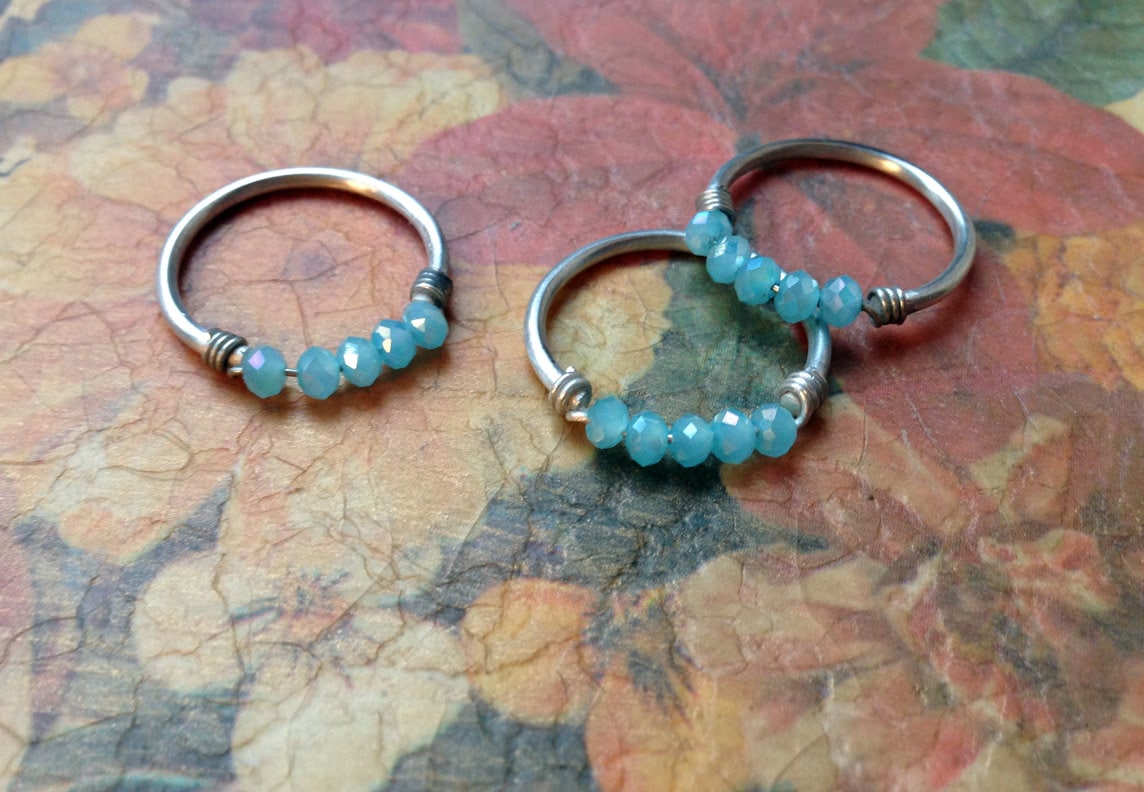 Silberring Mit Türkisen Kristallen ~ Größe 20cm Silberring Mit Türkisen Kristallen ~ Größe 20cm von MetalMoonBrooklyn
