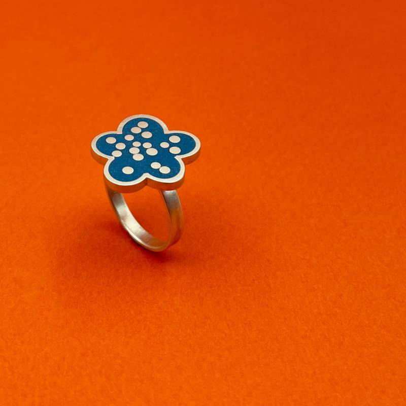 Großer Blauer Polka Dot Ring Gr.52. Retro Grafik. Fabelhafter Spaß Funky Bunter Schmuck Mehr Lächeln. Sei Original Be Du Bold. Tolles Geschenk von MetalObjects