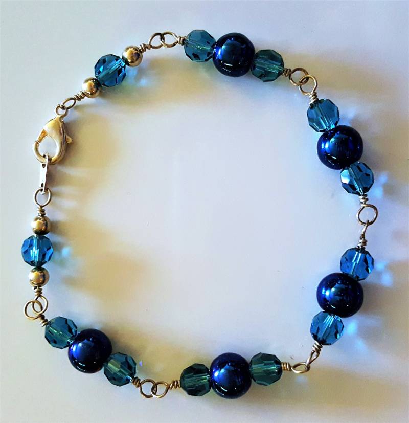Blau Armband - Shades Of Turquoise Kristall Sterling Silber 20 cm Blau Armband - Shades Of Turquoise Kristall Sterling Silber 20 cm von MetalPetaler