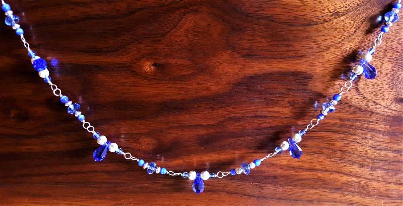 Blaue Halskette - Hellblau Baumeln Sterling Silber 30 Zoll Blaue Halskette - Hellblau Baumeln Sterling Silber 30 Zoll von MetalPetaler