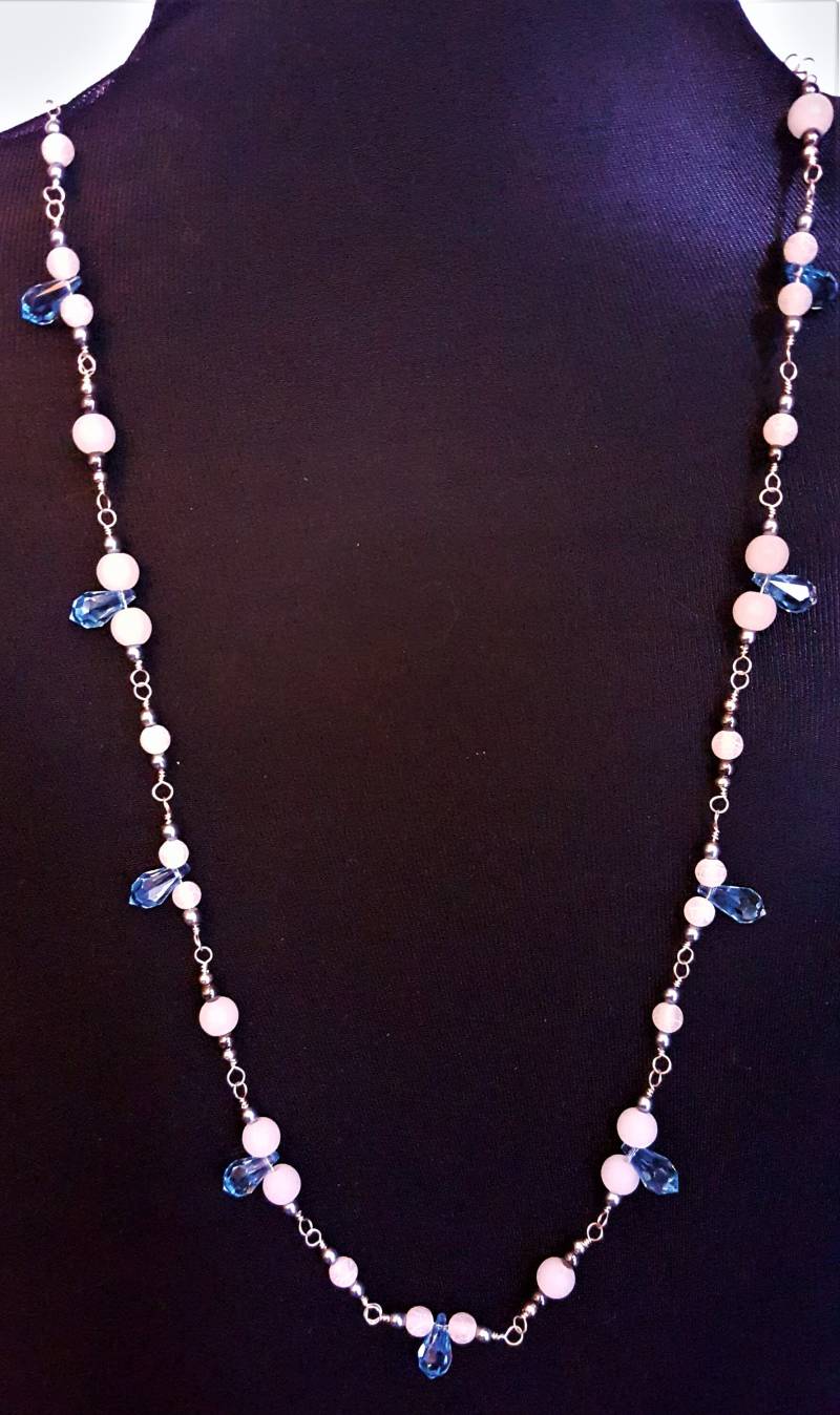 Blaue Halskette Licht Türkis Baumeln - Sterling Silber 30 Inches Blaue Halskette Licht Türkis Baumeln - Sterling Silber 30 Inches von MetalPetaler