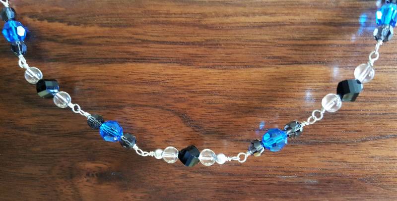 Blaues Armband - Blau, Schwarz Und Klar Swarovski Kristall Sterling Silber 8, 6 Zoll Blaues Armband - Blau, Schwarz Und Klar Swarovski Kristall Sterling Silber 8, 6 Zoll von MetalPetaler