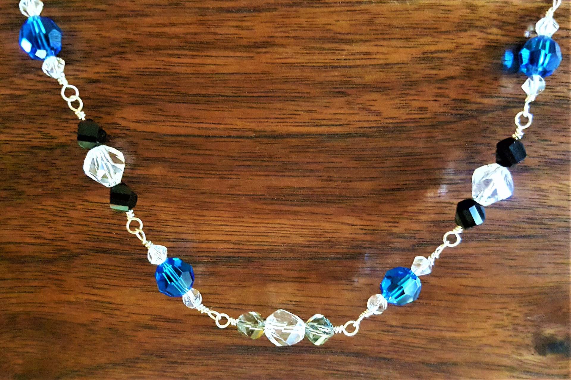 Blaues Armband - Blau, Schwarz Und Klar Swarovski Kristall Sterling Silber 8 Zoll Blaues Armband - Blau, Schwarz Und Klar Swarovski Kristall Sterling Silber 8 Zoll von MetalPetaler