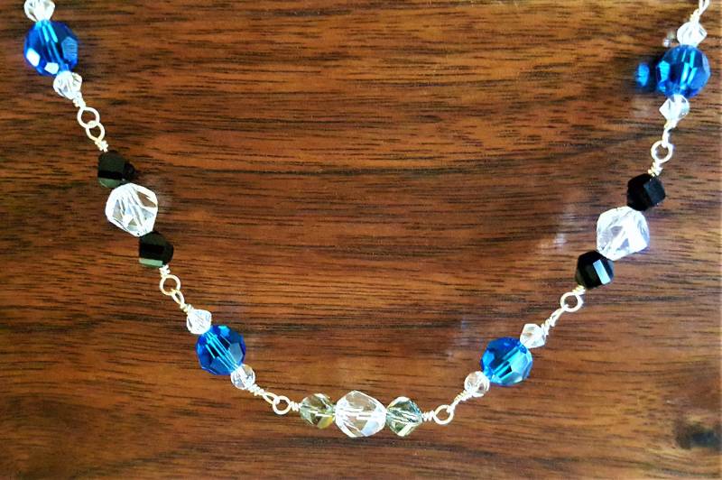 Blaues Armband - Blau, Schwarz Und Klar Swarovski Kristall Sterling Silber 8 Zoll Blaues Armband - Blau, Schwarz Und Klar Swarovski Kristall Sterling Silber 8 Zoll von MetalPetaler