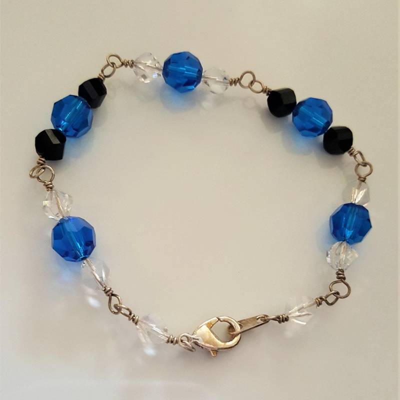 Blaues Armband - Blau, Schwarz Und Klares Kristallarmband Sterling Silber 19 cm Blaues Armband - Blau, Schwarz Und Klares Kristallarmband Sterling Silber 19 cm von MetalPetaler