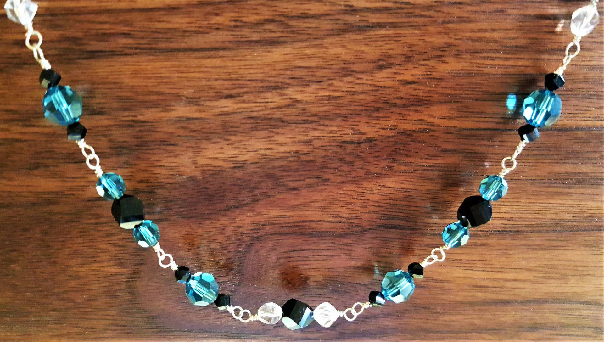 Blaues Armband - Türkis, Schwarz Und Klar Swarovski Kristall Sterling Silber 9 Zoll Blaues Armband - Türkis, Schwarz Und Klar Swarovski Kristall Sterling Silber 9 Zoll von MetalPetaler