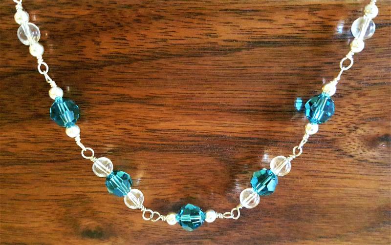 Blaues Armband - Türkis, Silber Und Klar Kristall Sterling 7, 6 Zoll von MetalPetaler