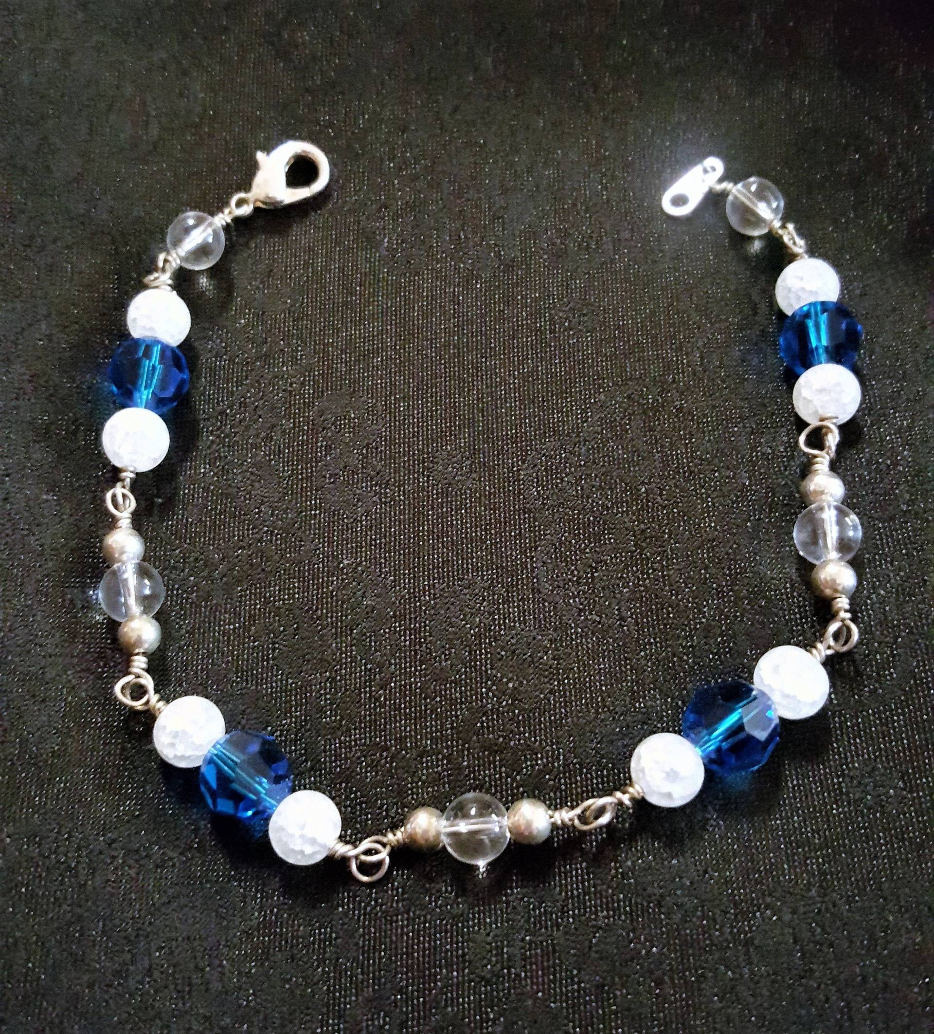 Blaues Armband - Und Gerissenes Kristallarmband Sterling Silber 20, 7 cm Blaues Armband - Und Gerissenes Kristallarmband Sterling Silber 20, 7 cm von MetalPetaler