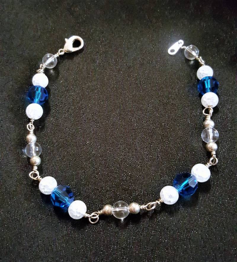 Blaues Armband - Und Gerissenes Kristallarmband Sterling Silber 20, 7 cm von MetalPetaler