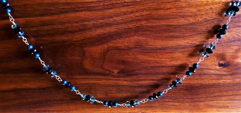 Lange Blaue Halskette - Sehr Und Schwarze Kristallhalskette Sterling Silber 43 Zoll Lange Blaue Halskette - Sehr Und Schwarze Kristallhalskette Sterling Silber 43 Zoll von MetalPetaler