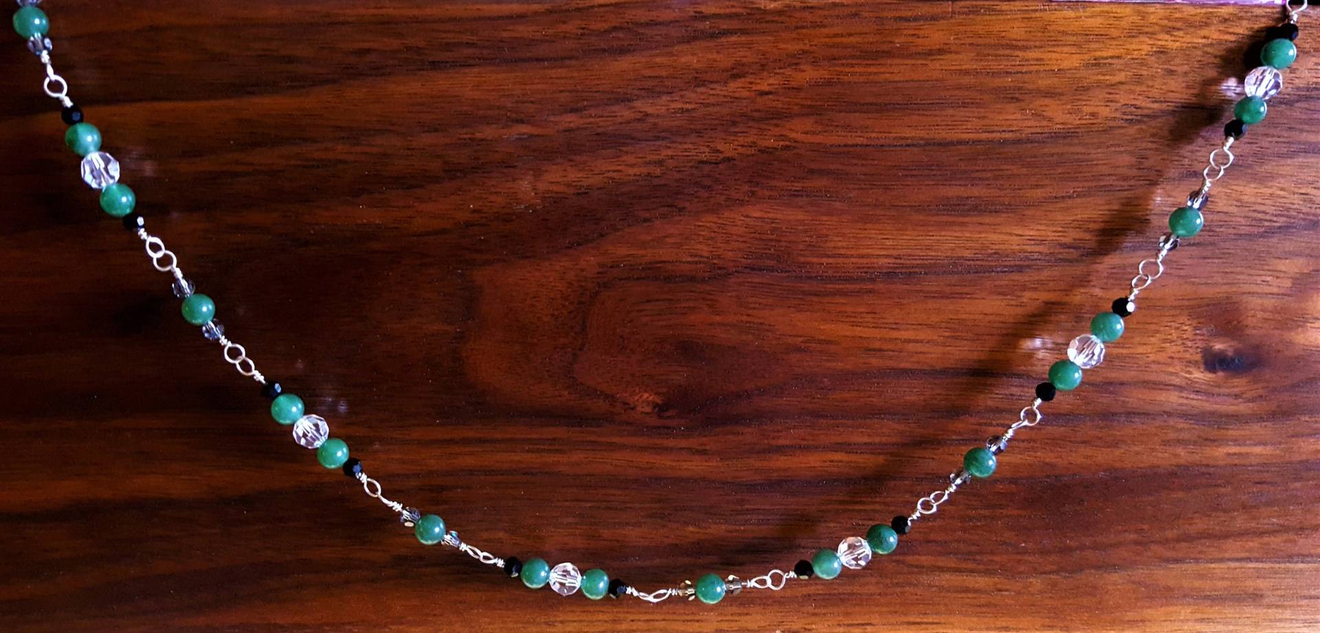 Lange Halskette - Grün Und Kristall Sterling Silber 33 Zoll Lange Halskette - Grün Und Kristall Sterling Silber 33 Zoll von MetalPetaler
