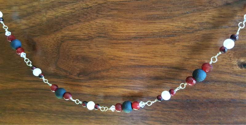 Lange Halskette Rot, Schwarz Und Weiß Kristall Matt - Sterling Silber 35 Zoll Lange Halskette Rot, Schwarz Und Weiß Kristall Matt - Sterling Silber 35 Zoll von MetalPetaler