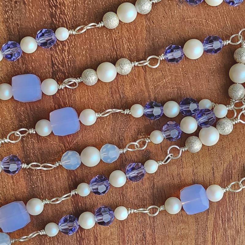 Opal Und Heller Lavendel, Perlenkette - Sterling Silber 35 Zoll Opal Und Heller Lavendel, Perlenkette - Sterling Silber 35 Zoll von MetalPetaler