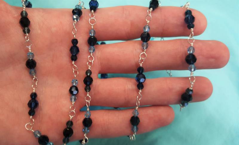 Schattierungen Von Saphir Blau Sterling Silber Kette Link Halskette - 38 Zoll Schattierungen Von Saphir Blau Sterling Silber Kette Link Halskette - 38 Zoll von MetalPetaler