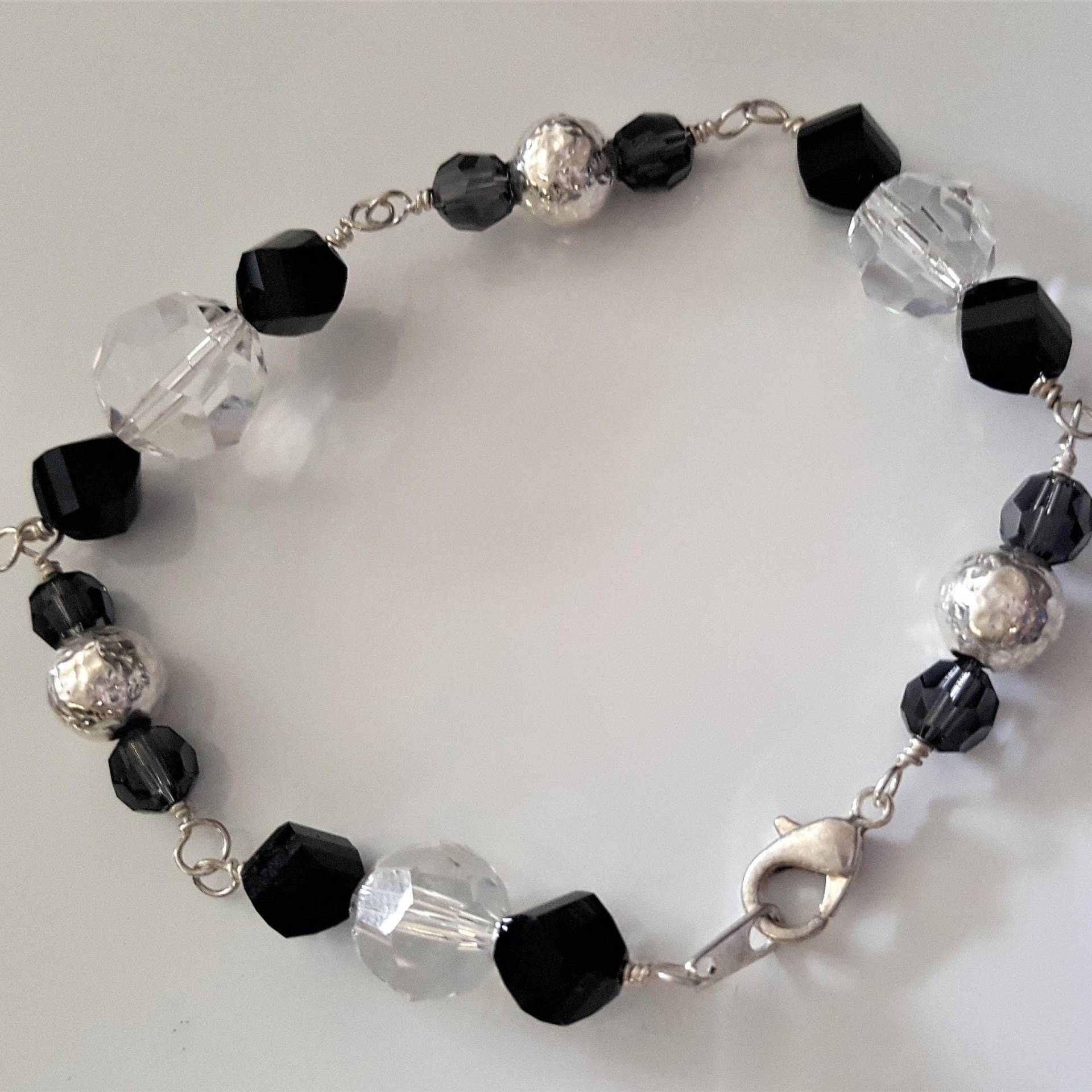 Silber Armband - Klar Und Schwarz Kristall Sterling 8, 25 Zoll Silber Armband - Klar Und Schwarz Kristall Sterling 8, 25 Zoll von MetalPetaler
