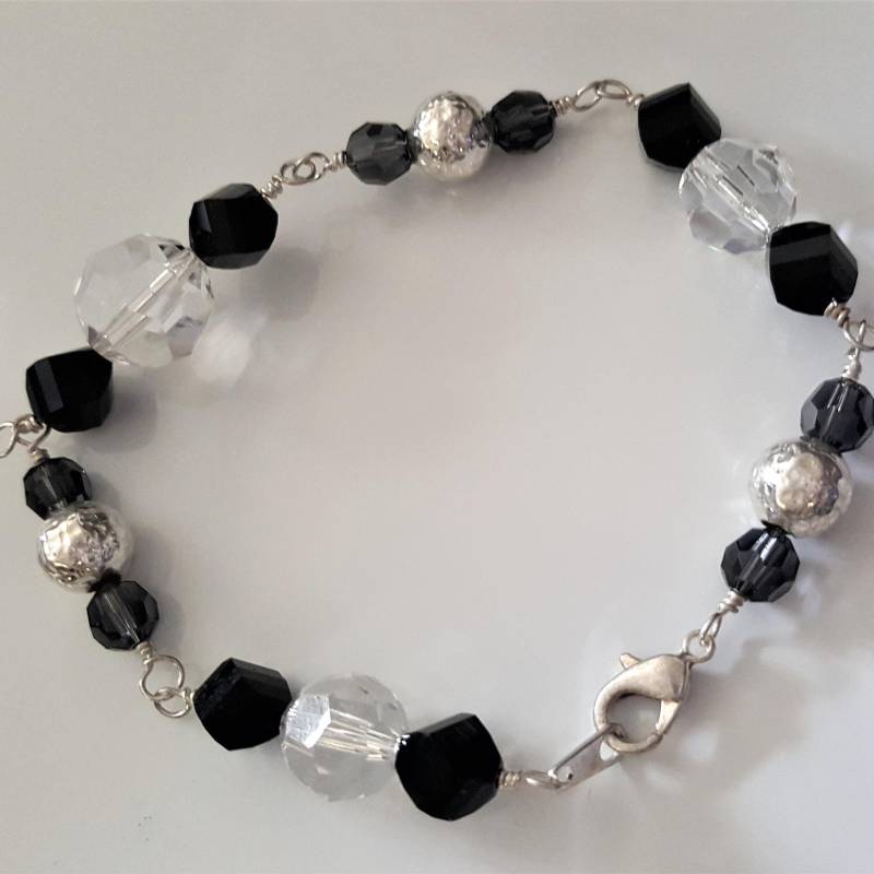Silber Armband - Klar Und Schwarz Kristall Sterling 8, 25 Zoll Silber Armband - Klar Und Schwarz Kristall Sterling 8, 25 Zoll von MetalPetaler