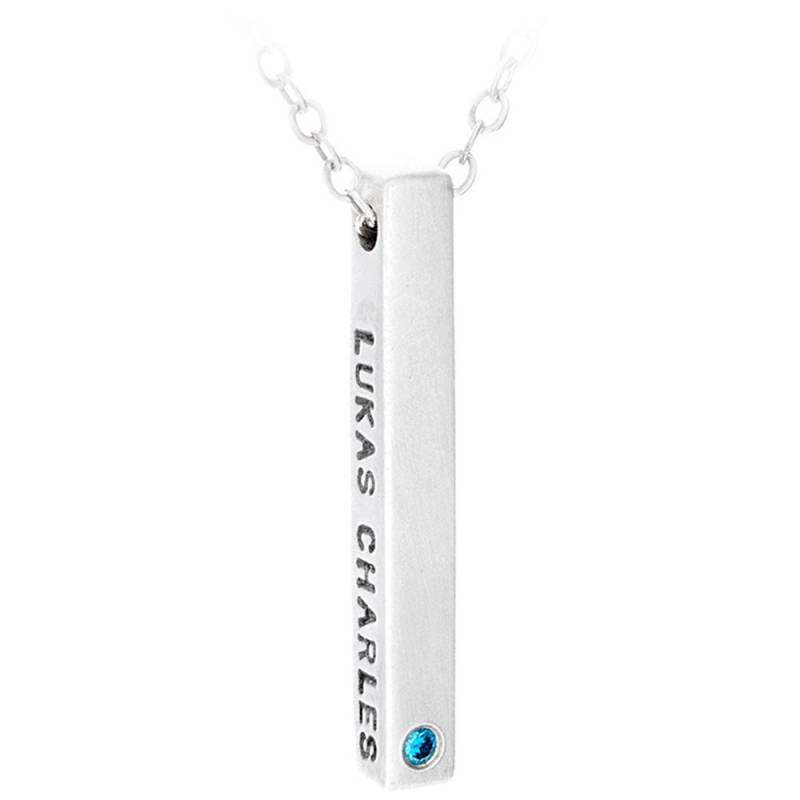 Personalisierte Geburtsstein Bar Anhänger Halskette | Gravierte Name Geburtstag Valentinstag, Muttertag von MetalPressions