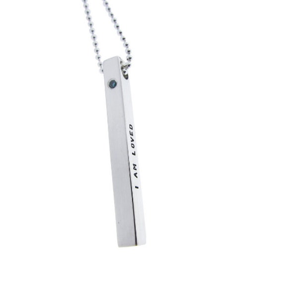 Personalisierte Halskette Aus Sterlingsilber Mit Geburtsstein Personalisierter Name & Datum von MetalPressions