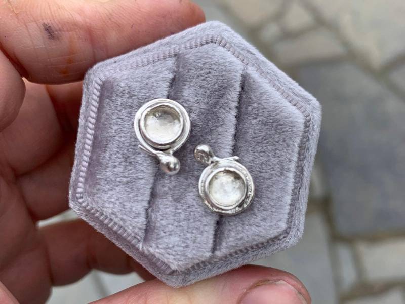 Geburtsstein Edelstein Sterling Silber Ohrstecker von MetalRokJewellery