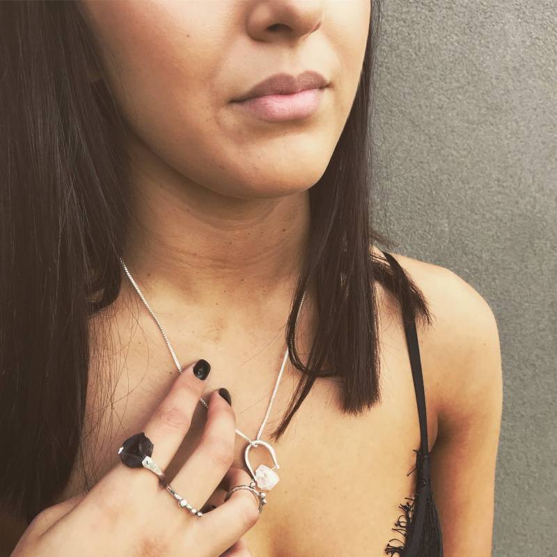 Rohe Quarz Und Rauchquarz Sterling Silber Halskette von MetalRokJewellery