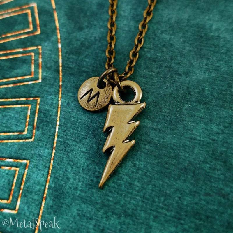 Blitz Bolzen Halskette Kleine Bronze Lightning Bolt Charme Schmuck Anhänger Personalisierten Anfangs Läuft von MetalSpeak