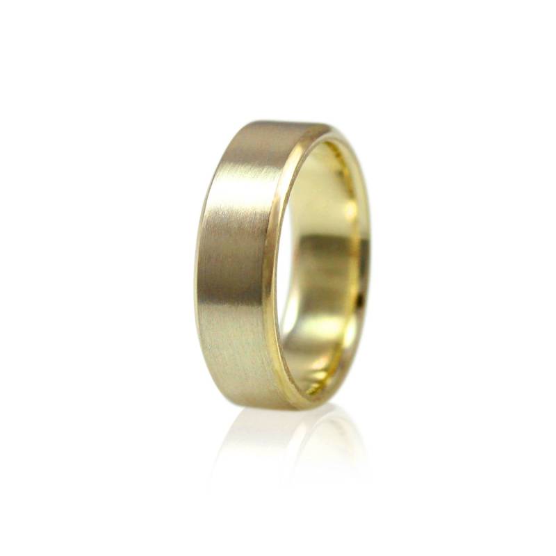 Abgeschrägter Herrenring in Gold Oder Gold, 6 Mm Breiter Ehering Aus 585Er Palladium von MetalWendler